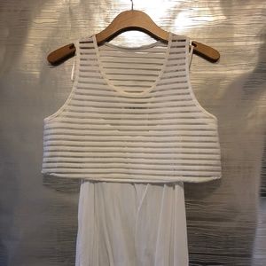 White Layered Crop Top with Sheer Under Tank